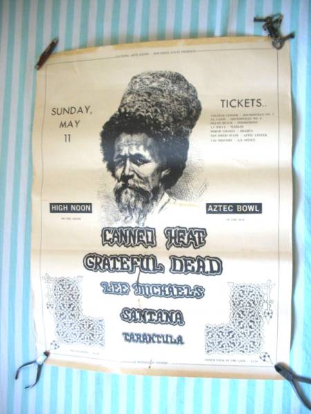 Rare Original May 11 1969 Grateful Dead Santana Canned Heat San Diego Poster