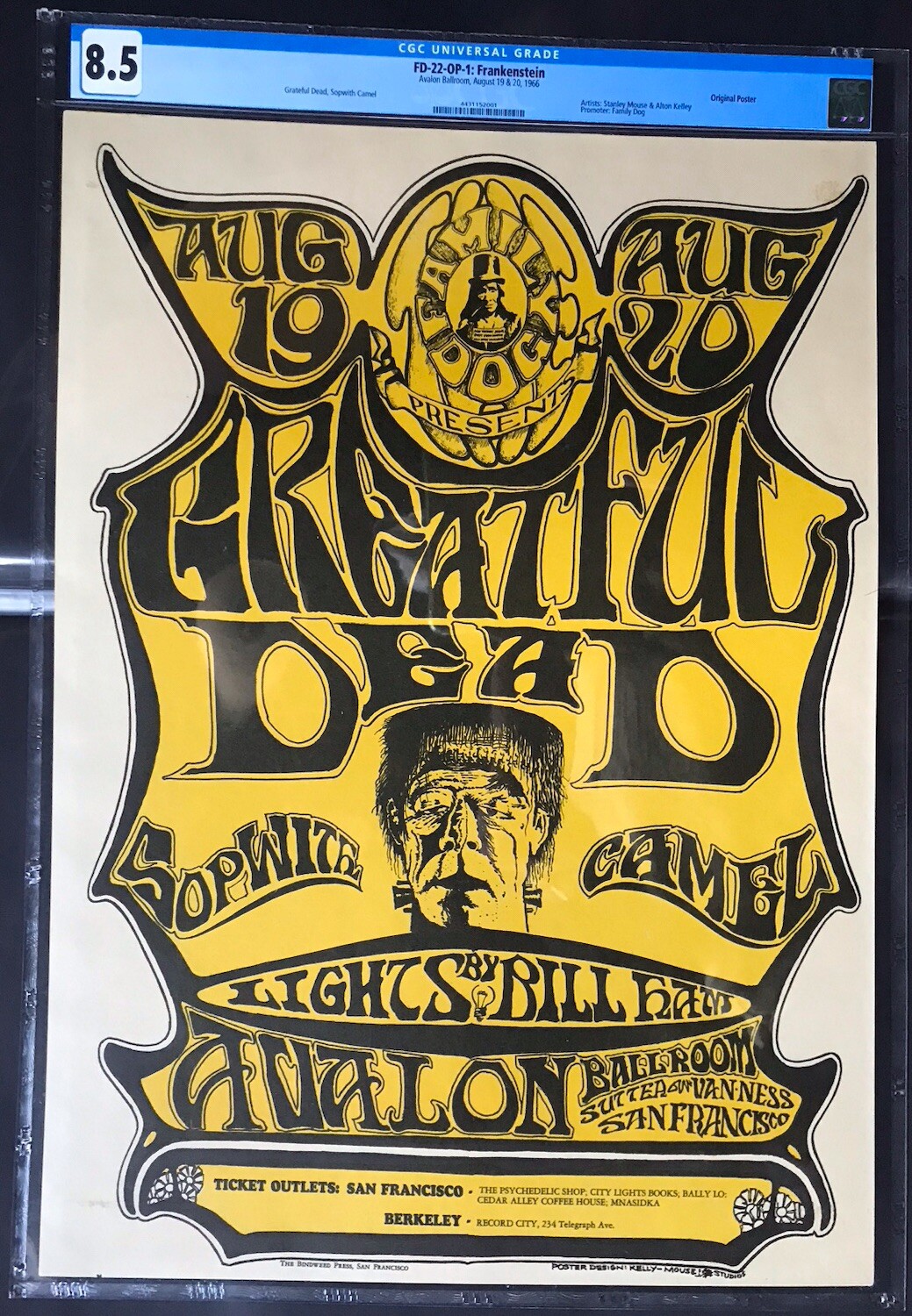 FD-22-OP-1: "Frankenstein" 1st. Print Family dog Poster ORIGINAL Cert. CGC 8.5