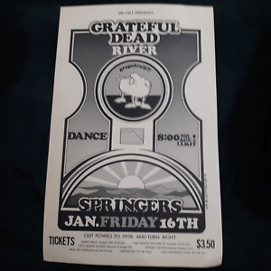 GRATEFUL DEAD / RIVER 1970 CONCERT POSTER SPRINGERS BALLROOM PORTLAND  AOR 4.136