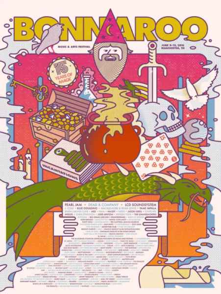 Bonnaroo Poster 6/9-12/2016 Signed & Numbered #40/118 Pearl Jam Dead Company