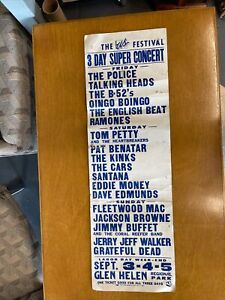 Vintage The US Festival Concert Promo Poster Grateful Dead Talking Heads Kinks