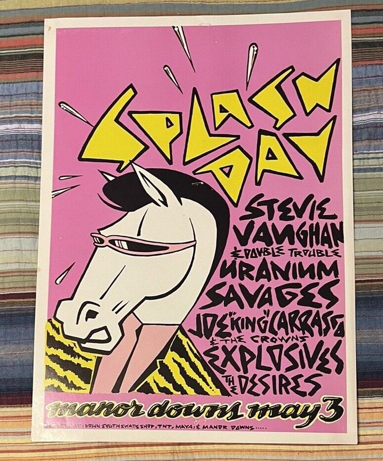 STEVIE RAY VAUGHAN & DOUBLE TROUBLE Concert Poster at MANOR DOWNS 1980 MAY DAZE