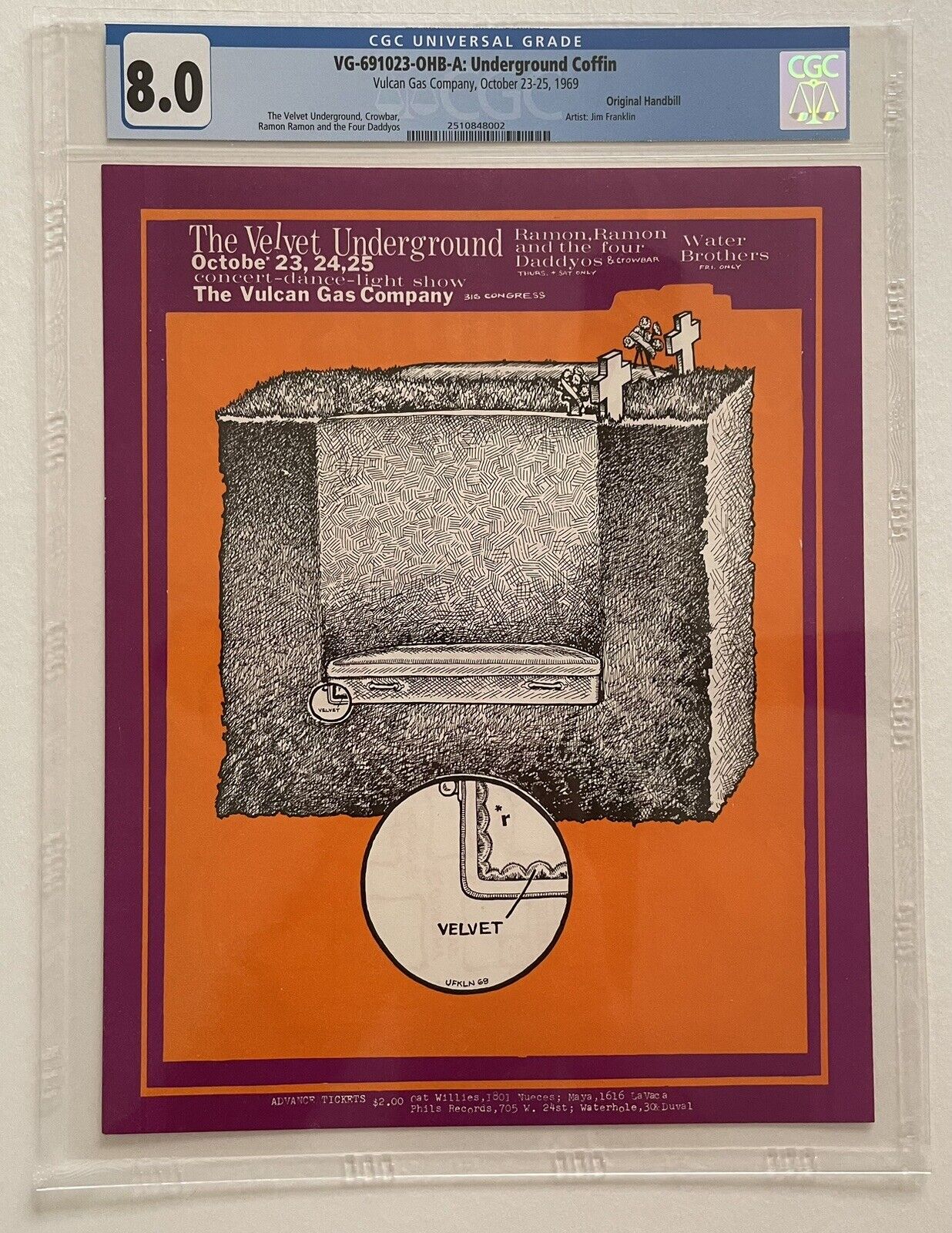 CGC Certified 1st Print AOR 3.126 Vulcan Gas VU Concert Poster Handbill BG FD