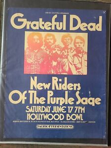 1972 Hollywood Bowl Grateful Dead New Riders Poster POOR/FAIR 1st Print