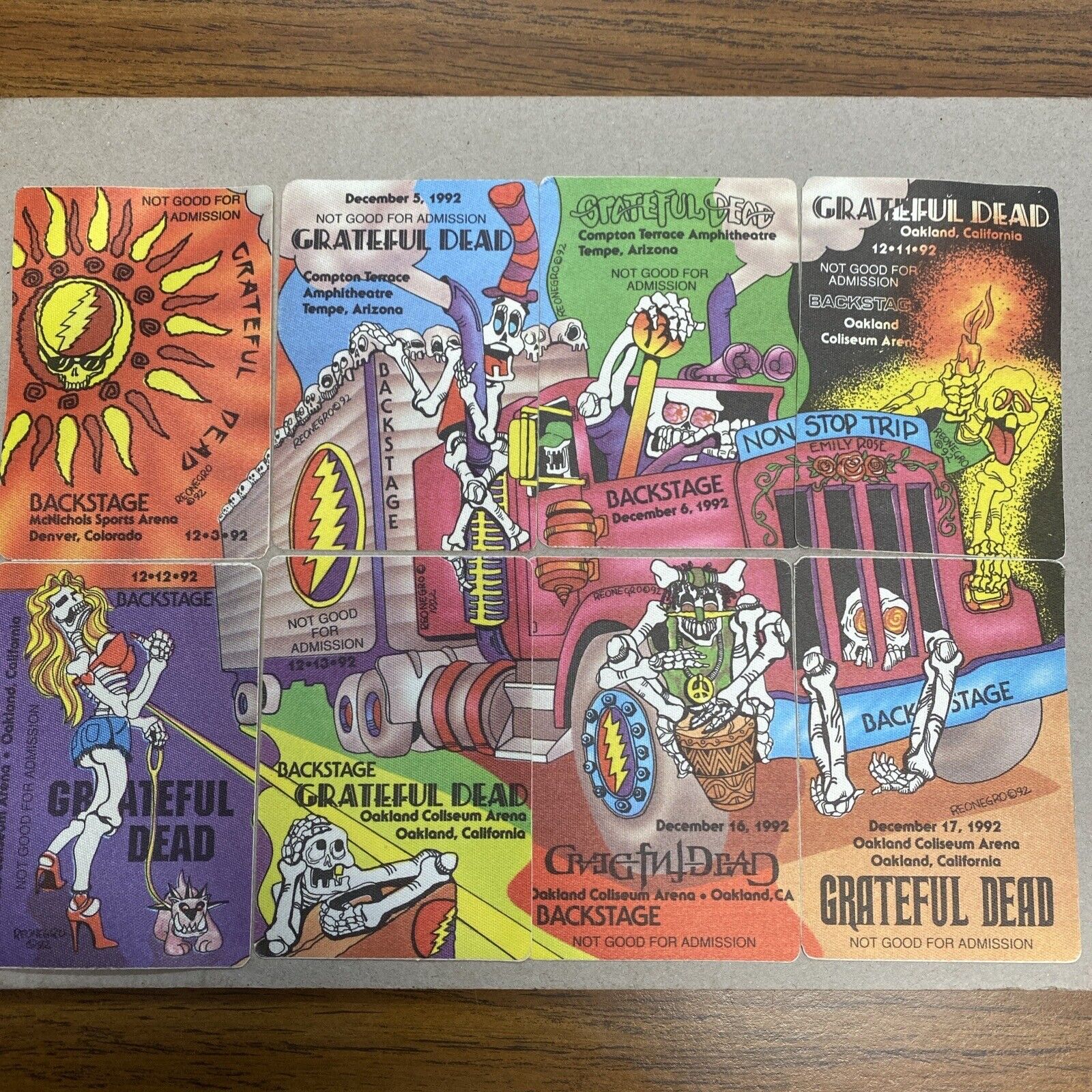 GRATEFUL DEAD BACKSTAGE PASS 8PC PUZZLE SEMI TRUCK OAKLAND DENVER TEMPE 1992-NEW