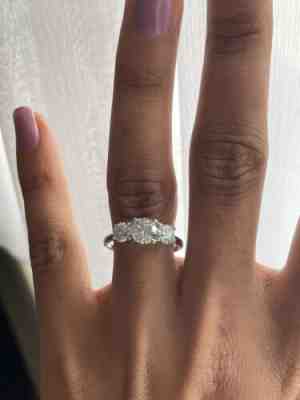 2.00 Ct Round Diamond Triology Ring , Platinum Hallmarked