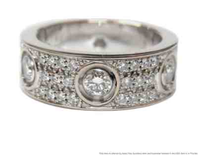 Cartier 18k White Gold Diamond Love Ring APW574 PavÃ© Band Fully Hallmarked w Box