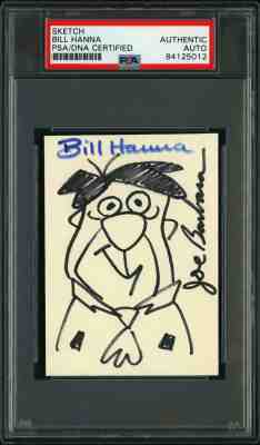 HANNA & BARBERA AUTOGRAPHED FRED FLINTSTONE SKETCH - PSA/DNA AUTHENTIC AUTO