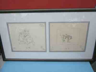 HAL AMBRO (2) FLINTSTONES Animation Drawings FRAMED