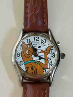  Scooby Doo Watch Leather Band WORKS Armitron 2004 unused keeps time no music