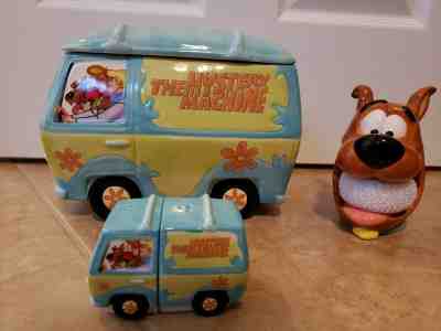 Scooby-Doo Mystery Machine Cookie Jar, Salt/Pepper Shaker, & SD w/ Scrubbing Pad