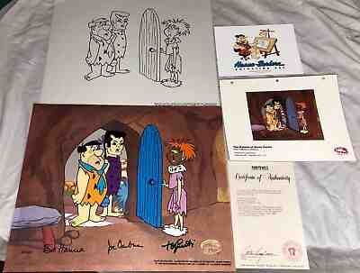 hanna barbera cel tony curtis signed flintstones return of stoney curtis + bonus