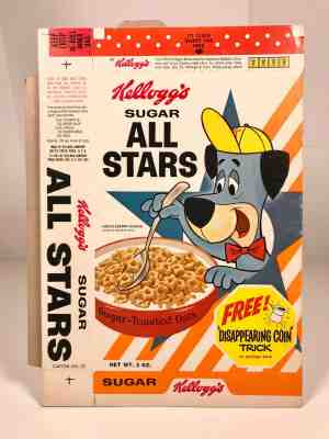 RARE Vintage 1962 Kellogg's All Stars Cereal Box Hanna Barbera Huckleberry Hound