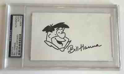 Bill Hanna Signed Fred Flintstone Sketch Card PSA/DNA COA Index Card Autograph