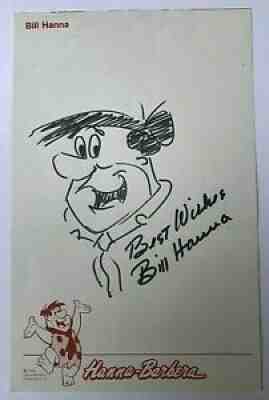 Cartoonist BILL HANNA Original Signed Sketch on Letterhead Fred Flintstone Comic