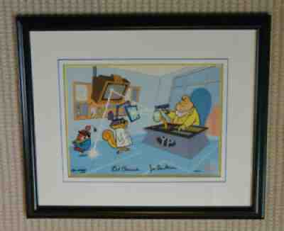 3 Framed Signed Hanna Barbera Cels Penelope Pitstop Secret Squirrel El Kabong