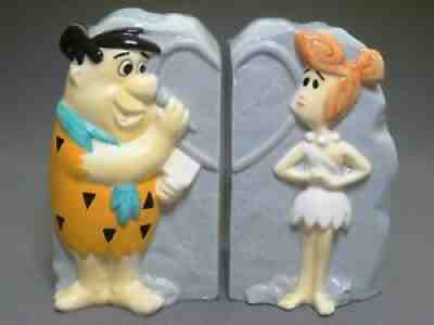 Vintage The Flintstones Ceramic Bookends by Vandor Fred & Wilma 1985 Japan