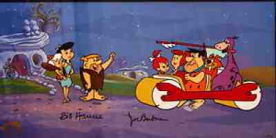 Flintstones Cel Courtesy Of Fred's Two Feet Signed Hanna Barbera Rare Cell