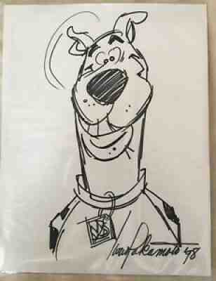 ORIGINAL Hand Drawn and Signed Scooby Doo Iwao Takamoto Sketch With COA