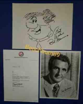 HANNA-BARBERA - 'Fred Flintstone' Original 11.75X9 Drawing + Autographs + Letter