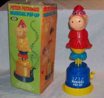 MEGA RARE IDEAL TOYS 1964 Peter Potamus Musical Pop Up with Box! Hanna Barbera