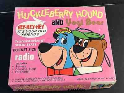 Huckleberry Hound and YOGI BEAR Pocket Size Radio Hanna Barbera Vintage New NIB