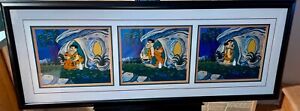 Flintstones Cel Out For The Night Hanna Barbera Signed Rare Triptych Cell