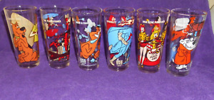 Set of 6 Hanna Barbera Collector Character Glasses - 1977 - Pepsi Josie Scooby