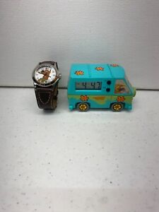 Scooby Doo Mini Alarm Clock Mystery Machine and Armitron Wrist Watch