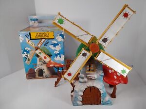 Vintage 1981 Original Smurfs Windmill Complete In Box Manual Schleich Peyo 40020