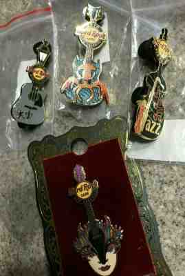LOT of 4 - RARE PINS Hard Rock Cafe NEW ORLEANS pin,guitar, crawfish, jazz, mask