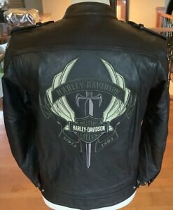 NWT HARLEY DAVIDSON Men’s MEDIUM Vented  Black Leather Jacket