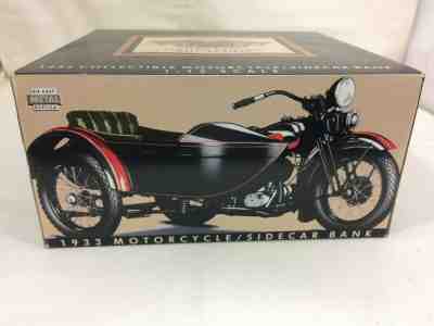 NIB Harley Davidson Die Cast 1933 Motorcycle w/ Sidecar Bank 1:12 Scale