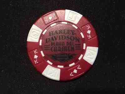 Harley Golf Ball Marker Poker Chip (Red/White) "Playa Del Carmen" Mexico