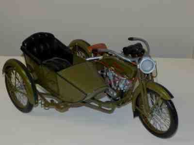 HARLEY DAVIDSON XONEX DIE CAST MODEL 1917 MOTORCYCLE WITH SIDECAR