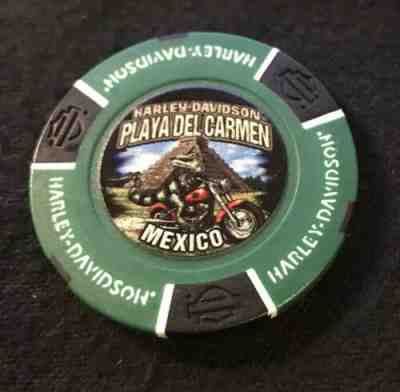 Playa Del Carmen, Mexico Harley Davidson Poker Chip / Green & Black