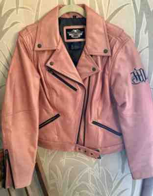 Harley Davidson Women RIDGEWAY Pink Leather Jacket Medium