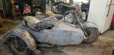 Antique  Harley Davidson 1955 Panhead Barn find Motorcycle and sidecar 