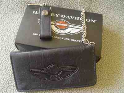 HARLEY DAVIDSON® MEN'S 100TH ANNIVERSARY BIKER CHAIN WALLET - BRAND NEW GIFT BOX