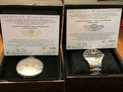 Harley Davidson 100th Anniversary Wrist And Pocket Watch Set.