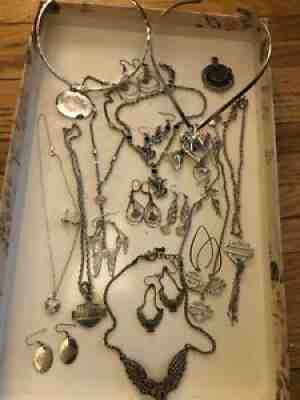 MOD Harley-Davidson Jewelry Lot 925 Sterling 34 pieces Necklace and Earrings Set