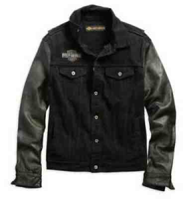 Harley-Davidson #1 Leather Sleeve Men's Denim Jacket - 97467-18VM