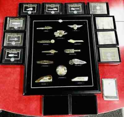 FRANKLIN MINT, HARLEY DAVIDSON  SILVER TANK INSIGNIAS, (12), W/DISPLAY CASE