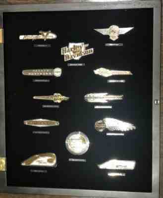 Harley Davidson Emblems Collection .925 Sterling Silver Franklin Mint in Display