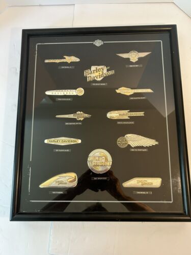 Harley Davidson Tank Insignia Emblems Sterling Silver 925 Framed Franklin Mint