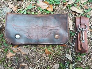 Vintage - 1950s Original Harley Davidson Leather Biker Chain Trucker Wallet
