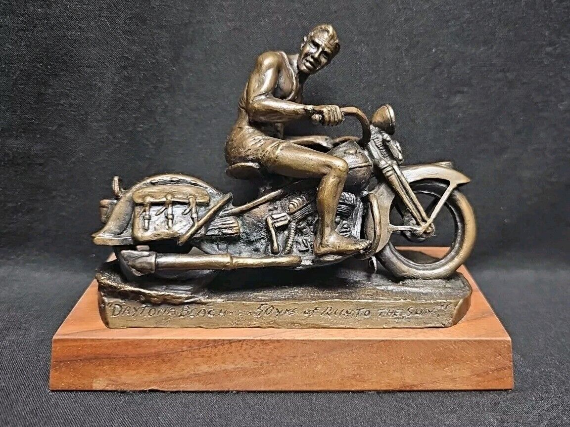 Limited Edition Bronze Harley Davidson Statue Rare Daytona 50 Years 64 - 1991