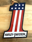 VINTAGE NUMERAL 1 HARLEY-DAVIDSON MOTORCYCLES MOTOR OIL PORCELAIN GAS SIGN