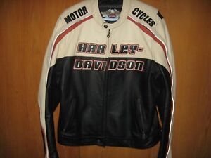 Harley Davidson RN103819 Cafe Racer Two Tone Leather Motorycle Jacket Large