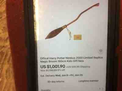 Offical Harry Potter Nimbus 2000 Limited Replica Magic Broom 160cm Kids Gift New